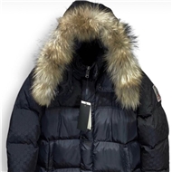 Turkish Design padded parka puffer jacket in black with faux fur hood